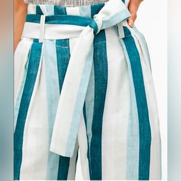 J. Crew Linen Paper Bag High Waist Belted Cabana Pants - Picture 3 of 7